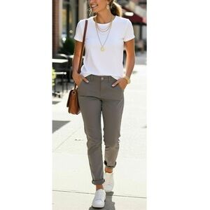 New LILA RYAN Zuri Tapered Trouser Chino Pants Women’s Size 10 Gray $89